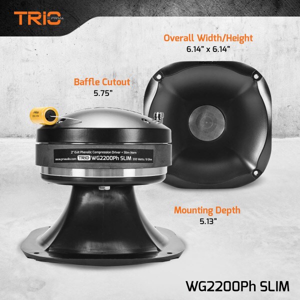Main product image for PRV Audio WG2200Ph SLIM 2" Midrange Compression Horn Driver with SLIM Horn294-3512